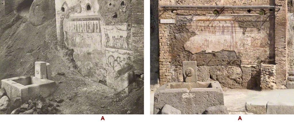 Pompeii street shrine (compitum) to 12 gods outside IX.11.1. October 2017. Comparison views of altar and street shrine.
Foto Taylor Lauritsen, ERC Grant 681269 DCOR.
