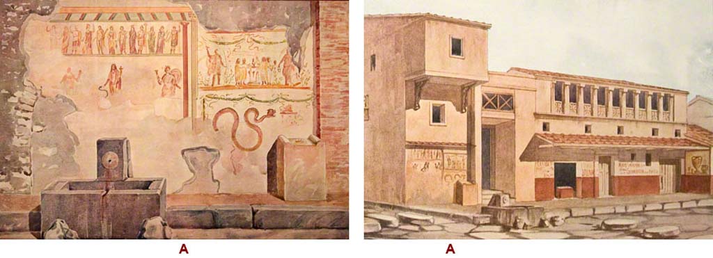 Pompeii street shrine (compitum) to 12 gods outside IX.11.1. October 2017. Comparison views of altar and street shrine.
Foto Taylor Lauritsen, ERC Grant 681269 DCOR.

