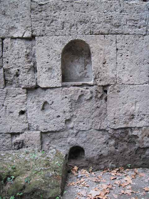 Pompeii Stabian Gate.  March 2009.  East side.  Upper niche.  