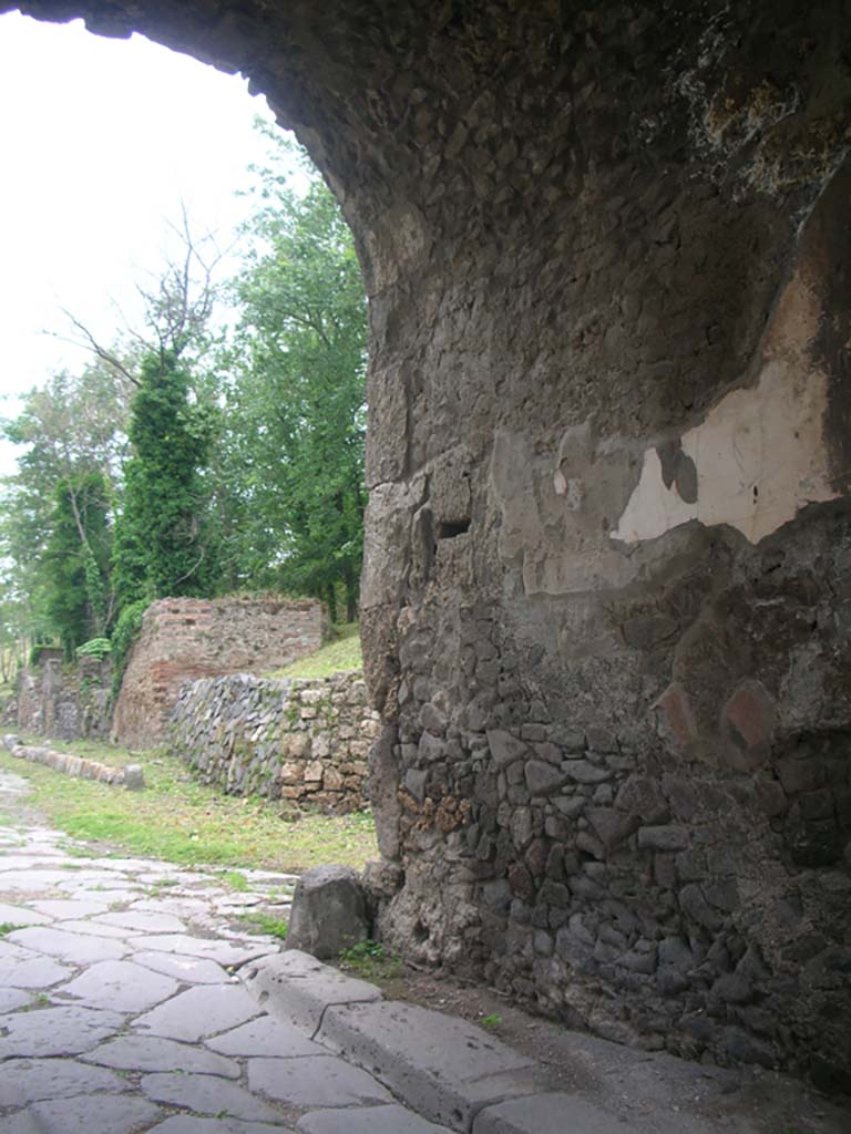 Nola Gate, Pompeii. May 2010. 
Looking towards west end of north side of gate. Photo courtesy of Ivo van der Graaff.

