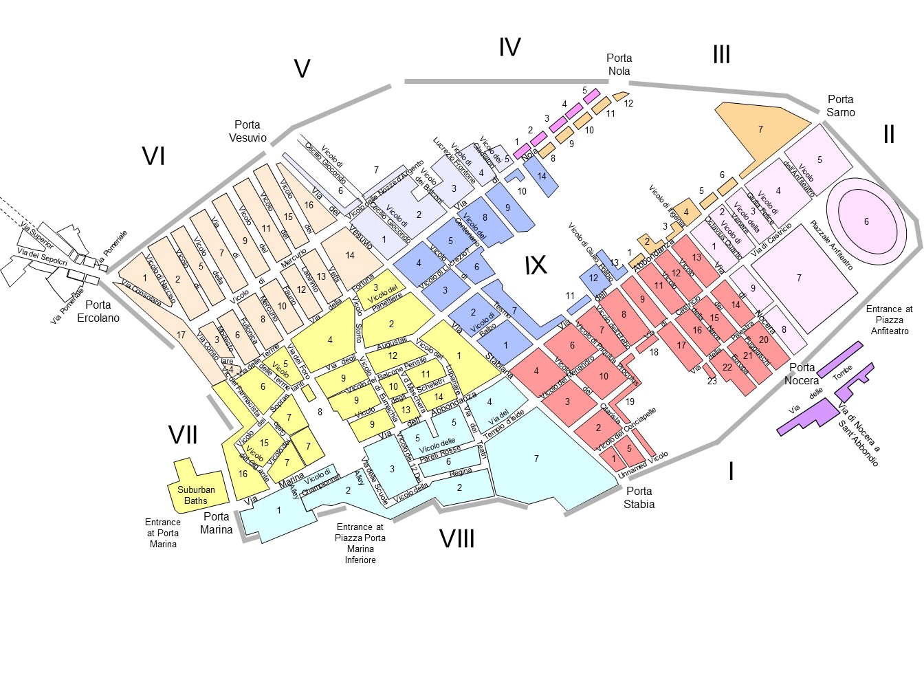 Pompeii Street View plan and index
