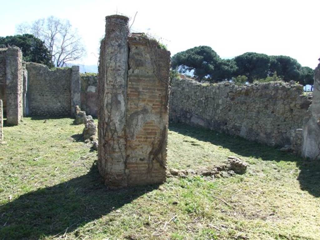 I.2.16 Pompeii. March 2009. Room 1, north-east corner of portico. 
Looking south along north and east portico surrounding the garden on two sides.
