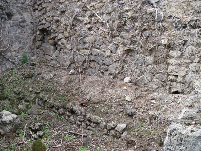 I.3.30 Pompeii.  March 2009.   Room 3.  Painted plaster in cupboard under staircase in small room.