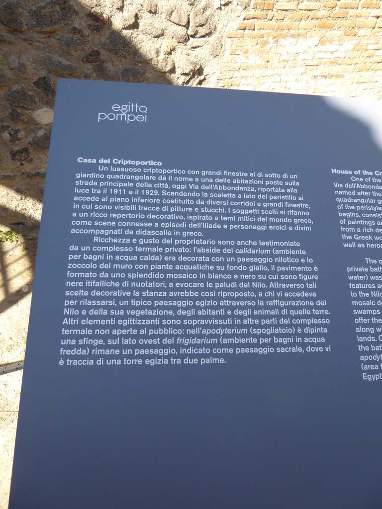 I.6.16/2 Pompeii. September 2017.  Descriptive noticeboard in italian.
Foto Annette Haug, ERC Grant 681269 DÉCOR.
