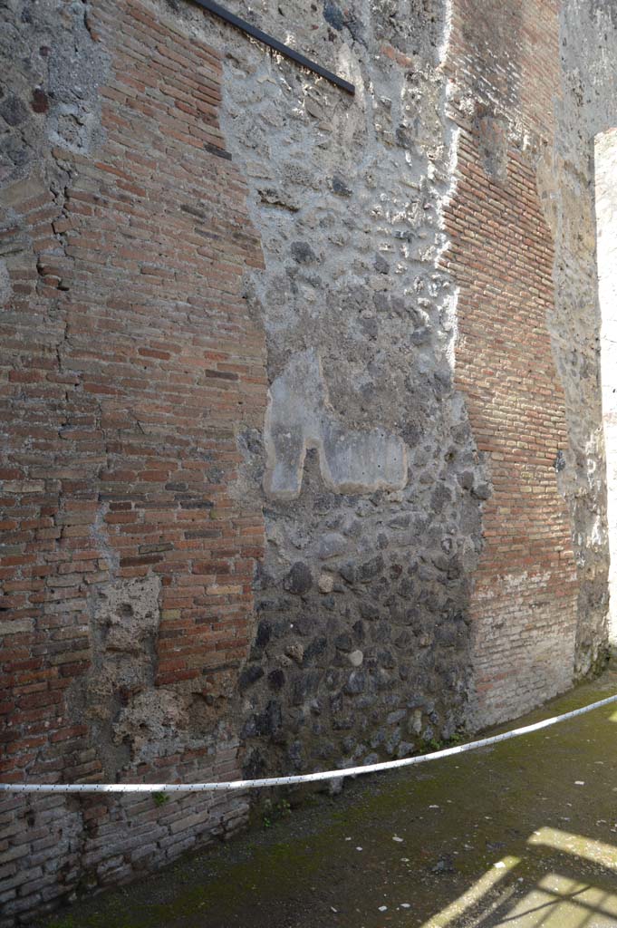 I.6.16 Pompeii. March 2018. Detail from west wall, towards north-west corner.
Foto Taylor Lauritsen, ERC Grant 681269 DÉCOR.
