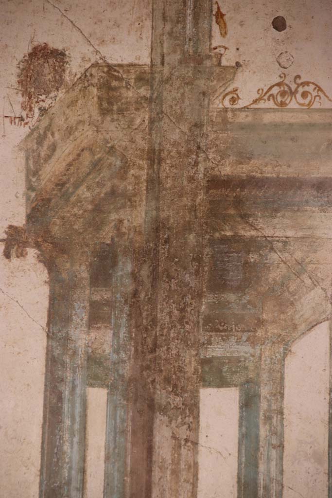 I.7.11 Pompeii. September 2021. 
Detail from panel on west wall at north end. Photo courtesy of Klaus Heese.

