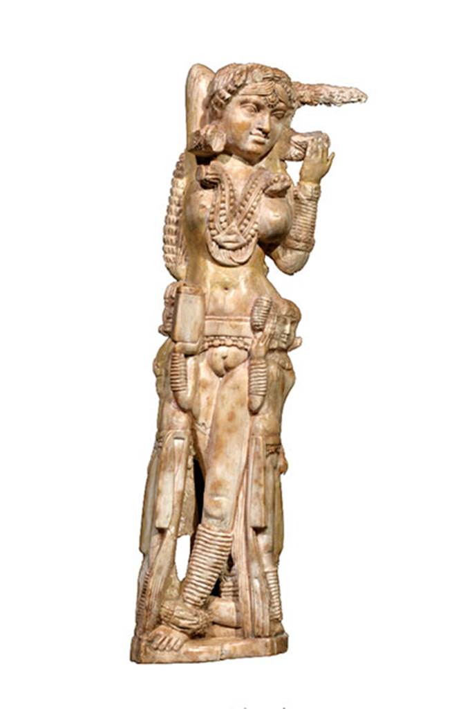 I.8.5 Pompeii. Ivory statuette of Lakshmi.  
Found in a wooden chest on the west side of the Viridarium 8.  
Now in Naples Archaeological Museum. Inventory number 149425.

