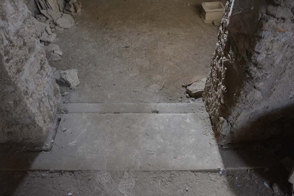 I.8.17 Pompeii. March 2019. Room 8, doorway threshold with step from atrium 3, looking south across flooring.
Foto Annette Haug, ERC Grant 681269 DCOR.
