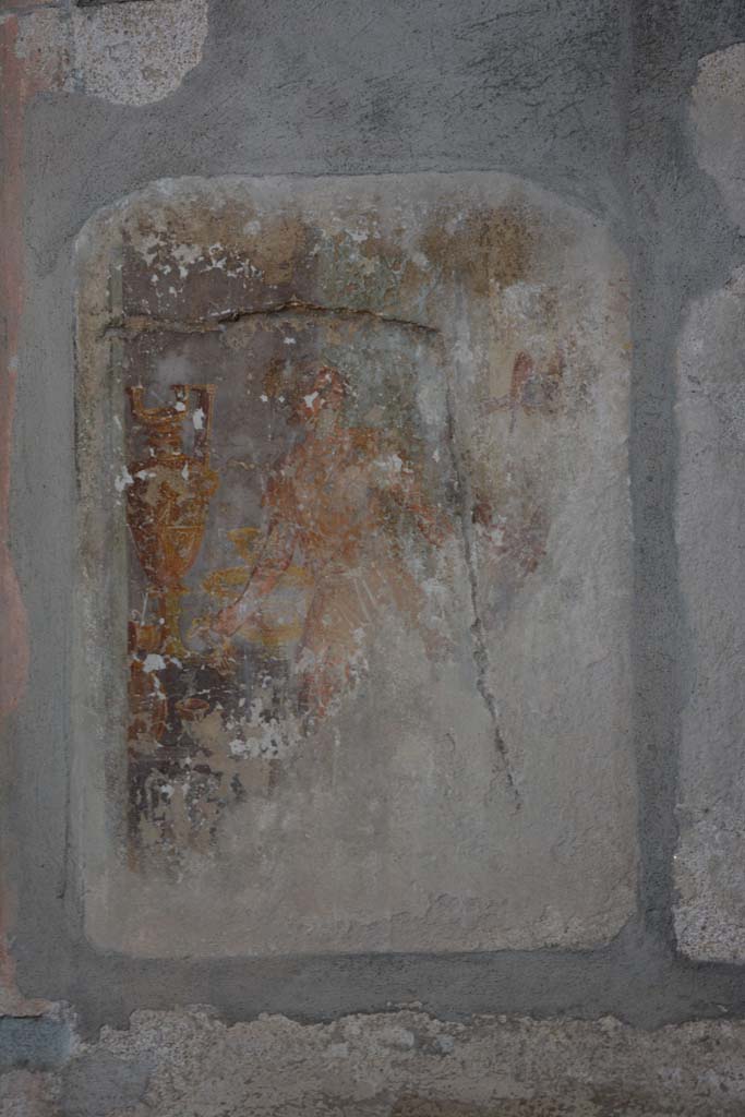 I.8.17 Pompeii. March 2019. Room 9, remaining west side of central wall painting.
Foto Annette Haug, ERC Grant 681269 DCOR.
