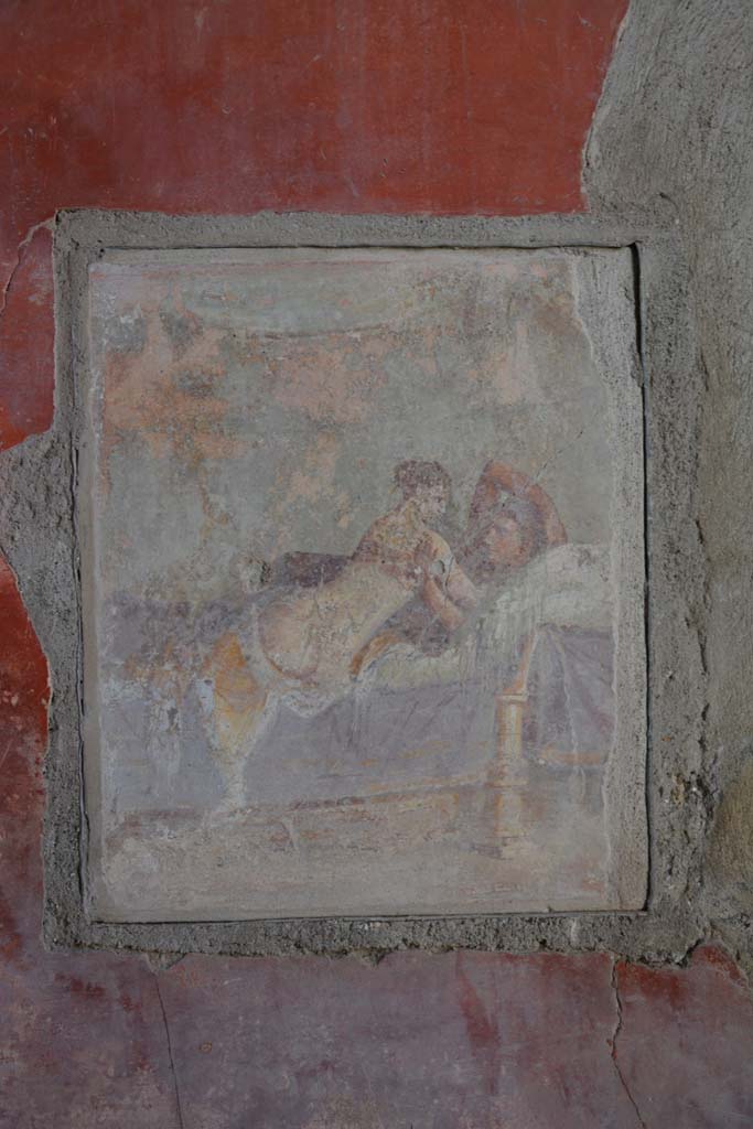 I.9.1 Pompeii. October 2019. Room 11, detail of painting from south wall.
Foto Annette Haug, ERC Grant 681269 DCOR.
