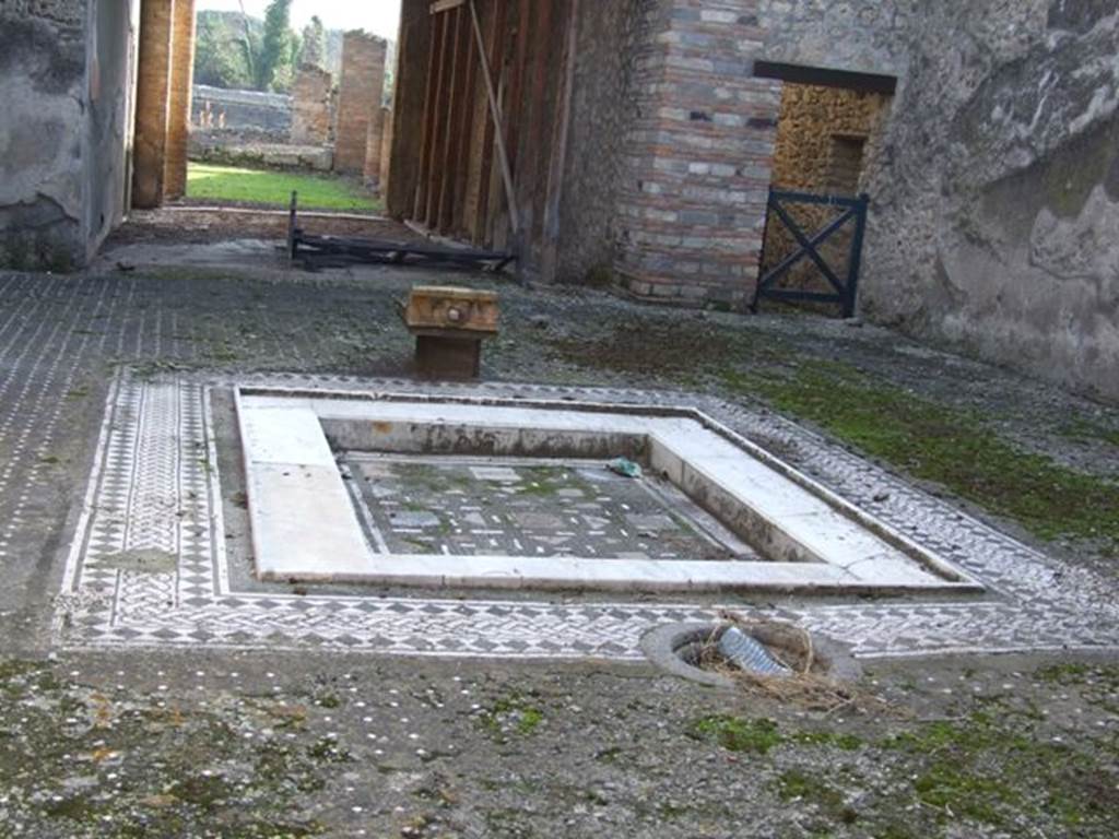 I.9.1 Pompeii. December 2007. Room 2, atrium. Marble and mosaic impluvium.
