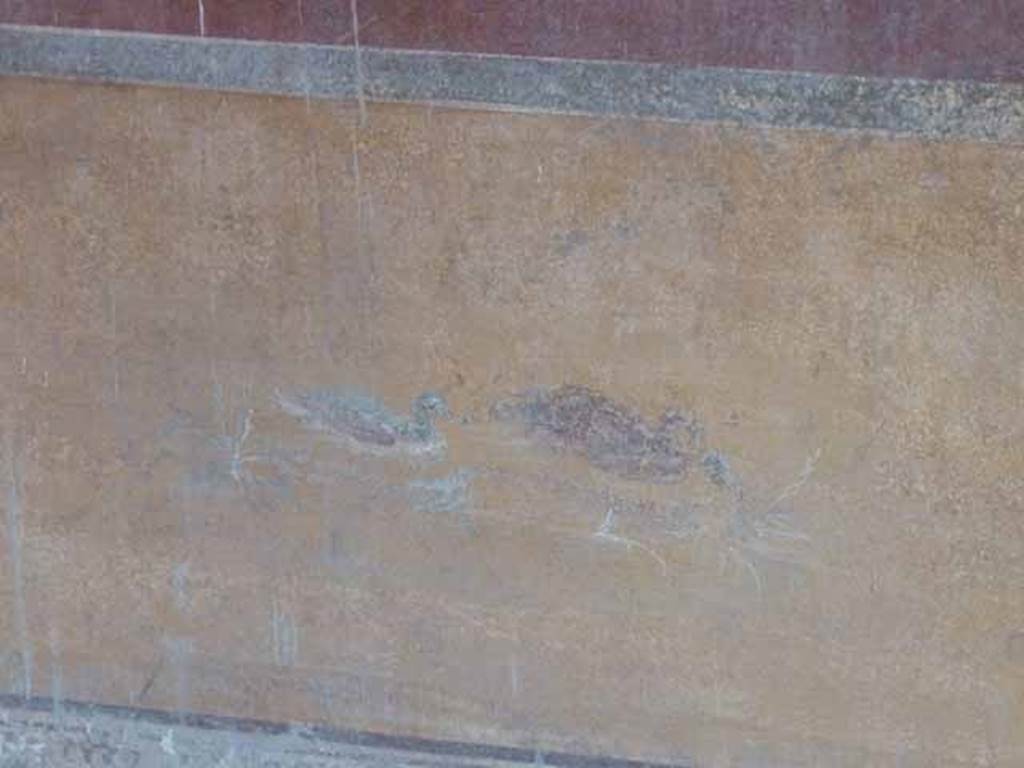 1.10.4 Pompeii. May 2010. North-east corner of atrium. Painting of ducks on east wall.