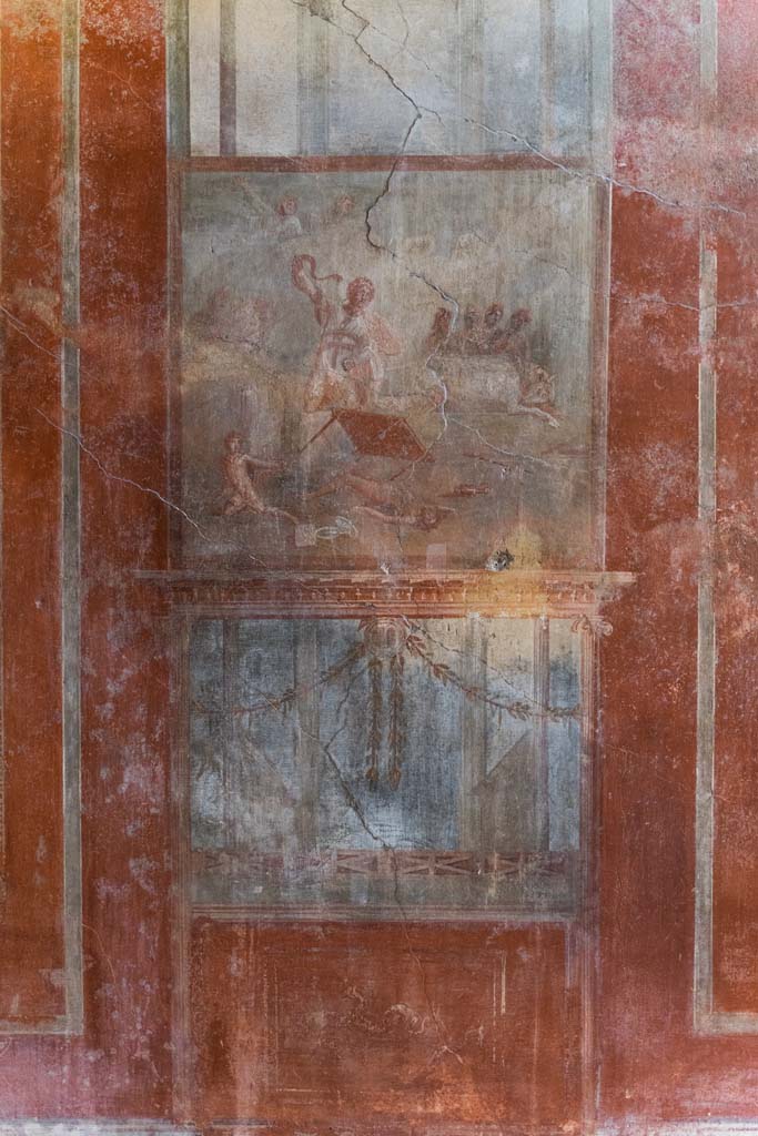 I.10.4 Pompeii. April 2022. 
Room 4, central panel from south wall. Photo courtesy of Johannes Eber.
