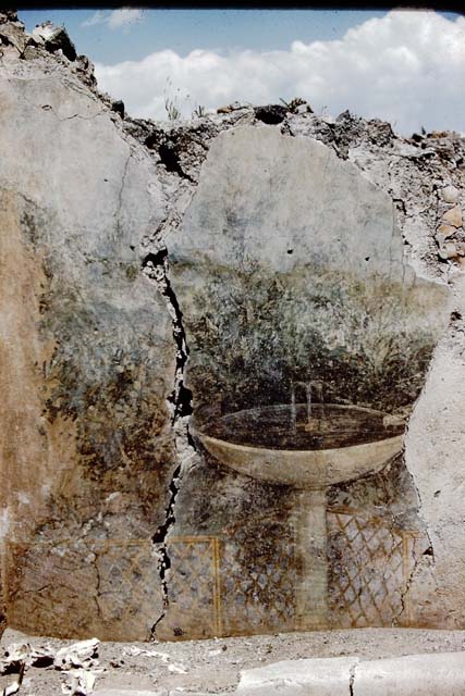 I.12.16 Pompeii.  March 2009.  Room 4.  East wall. Detail of Garden painting.