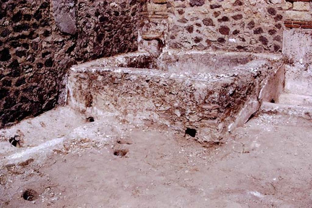 I.15.I. Pompeii. 1972. Basin in north-west corner of rear. Photo by Stanley A. Jashemski. 
Source: The Wilhelmina and Stanley A. Jashemski archive in the University of Maryland Library, Special Collections (See collection page) and made available under the Creative Commons Attribution-Non Commercial License v.4. See Licence and use details. J72f0635
