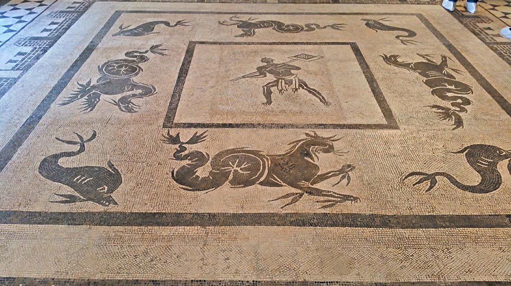 II.4.6 Pompeii. July 2019. Detail from mosaic floor in atrium. Photo courtesy of Giuseppe Ciaramella.