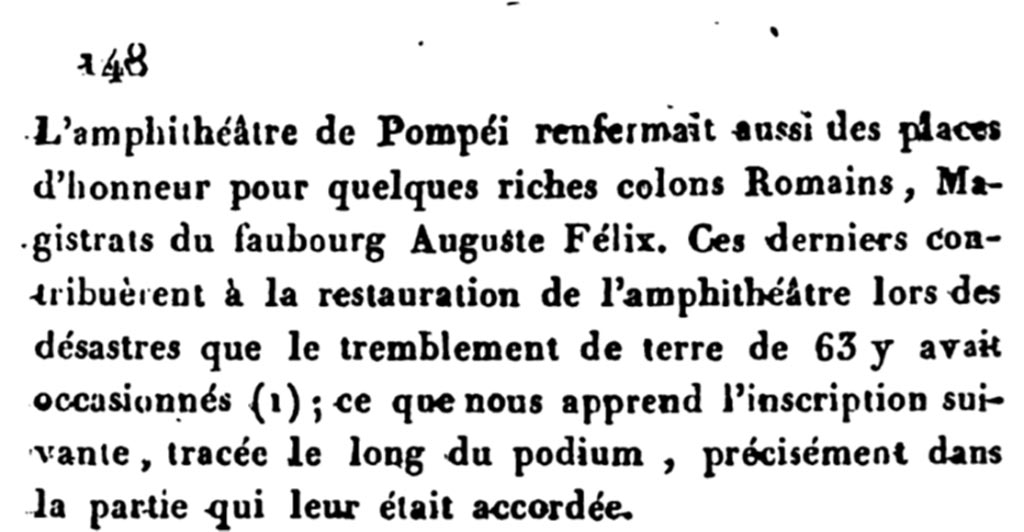 II.6 Pompeii. Description of the places of honour.
From De Jorio, (1828). Plan de Pompei et Remarques sur ses Edifices. Naples, (p.148)
