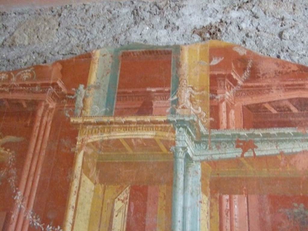 III.4.b. Pompeii.  March 2009.  Room 3.  Oecus.  Upper east wall.