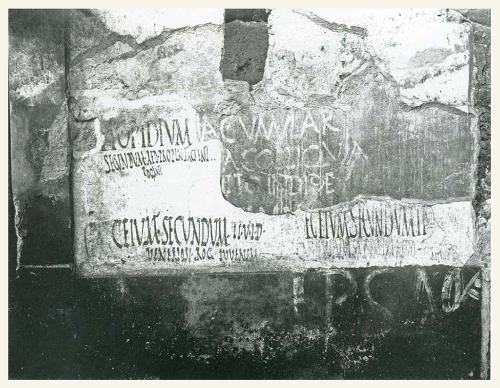 III.7.1 Pompeii. Wall to the east of entrance with graffiti. c.1936?