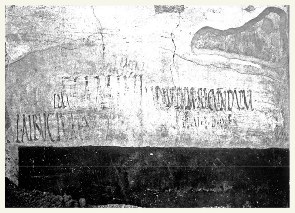 III.7.1 Pompeii. Wall to the west of entrance with graffiti c.1936?