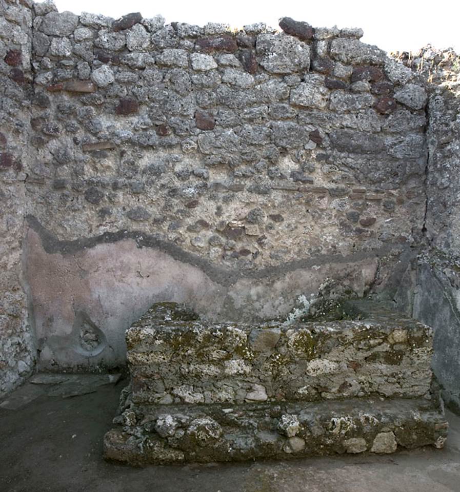 V.1.7 Pompeii. December 2007. Room 19. Lower room on west side of peristyle, reached by small ramp at rear. Cellar under triclinium.