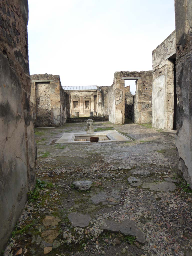 V.1.7, Pompeii. September 2017. Room 1, looking north across atrium, from entrance corridor.
Photo courtesy of Klaus Heese.
