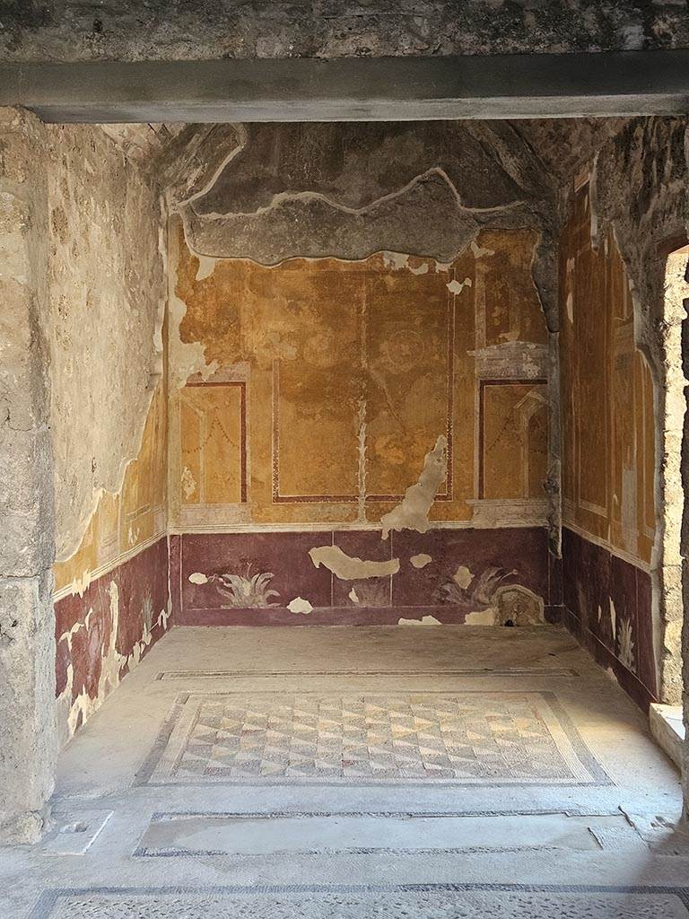 V.2.i Pompeii. November 2024. 
Room 14, looking west, with doorway from garden area, on right. Photo courtesy of Annette Haug.

