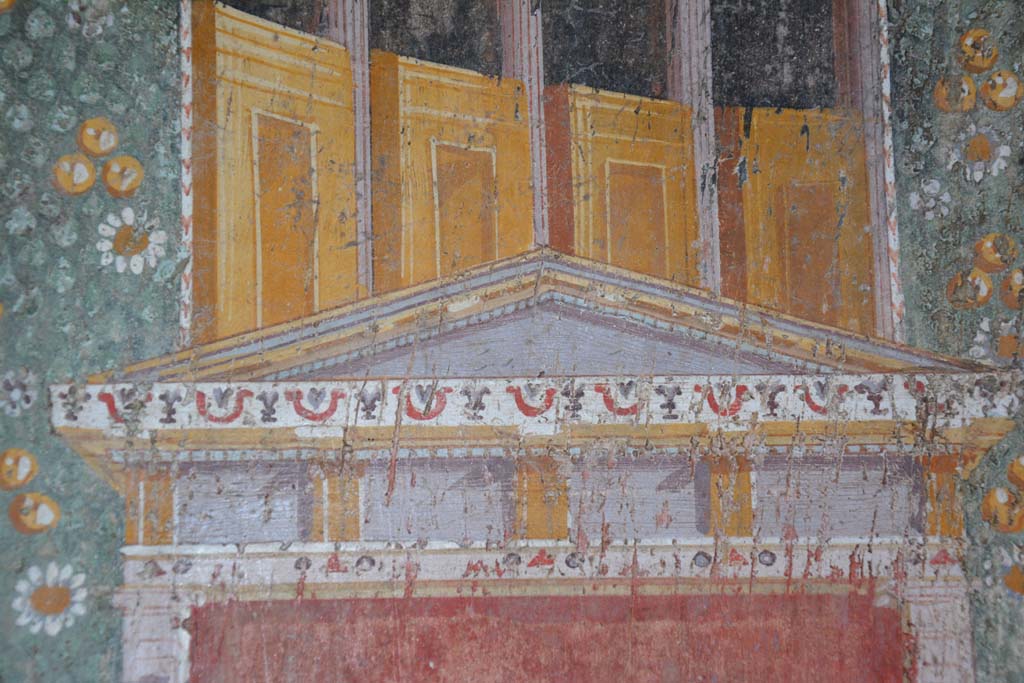 V.4.a Pompeii. March 2018. 
Room ‘h’, painted detail from the upper part of the separating panel on east end of south wall.
Foto Annette Haug, ERC Grant 681269 DÉCOR.

