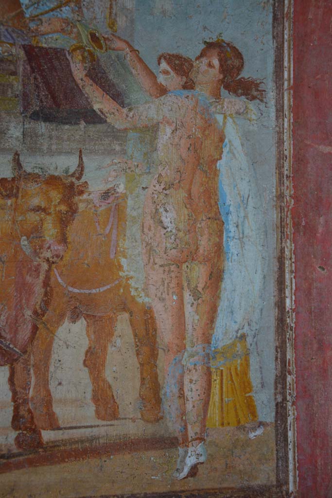 V.4.a Pompeii. March 2018. Room ‘h’, detail from central painting on south wall of tablinum.
Foto Annette Haug, ERC Grant 681269 DÉCOR.
