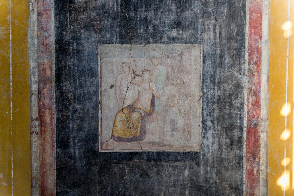 V.4.a Pompeii. January 2023. Room ‘g’, central wall painting from east wall of cubiculum. Photo courtesy of Johannes Eber.