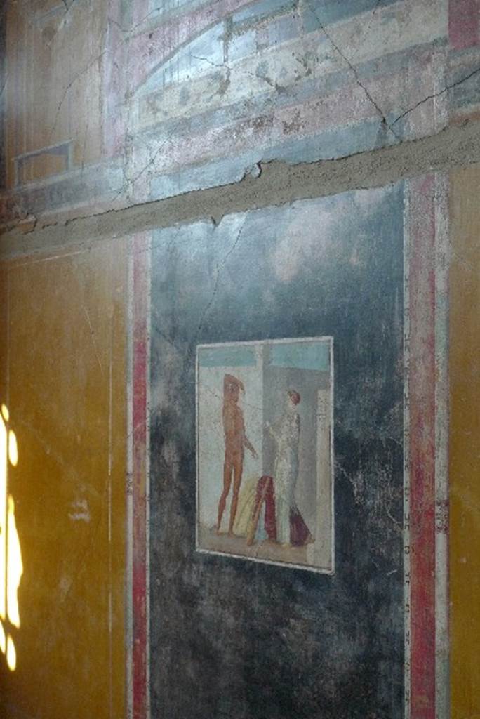 V.4.a Pompeii. July 2010. West wall of cubiculum on south side of atrium. Photo courtesy of Michael Binns.