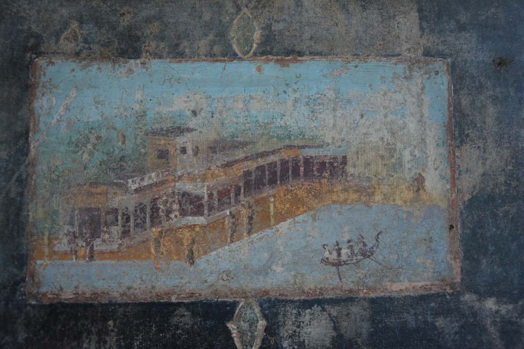 V.4.a Pompeii. March 2019. Room ‘h’, east end of north wall, detail of painted panel.
Foto Annette Haug, ERC Grant 681269 DÉCOR.
