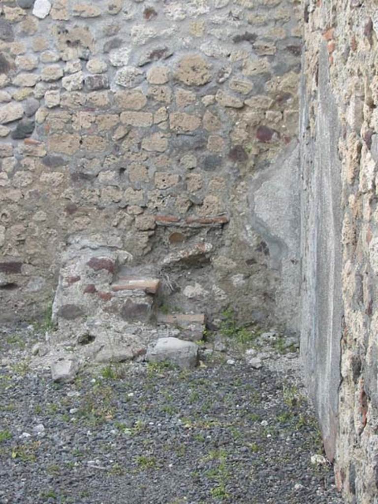 VI.3.18 Pompeii. May 2003. Looking towards north-east corner and remains of steps to the upper floor.  Photo courtesy of Nicolas Monteix.
