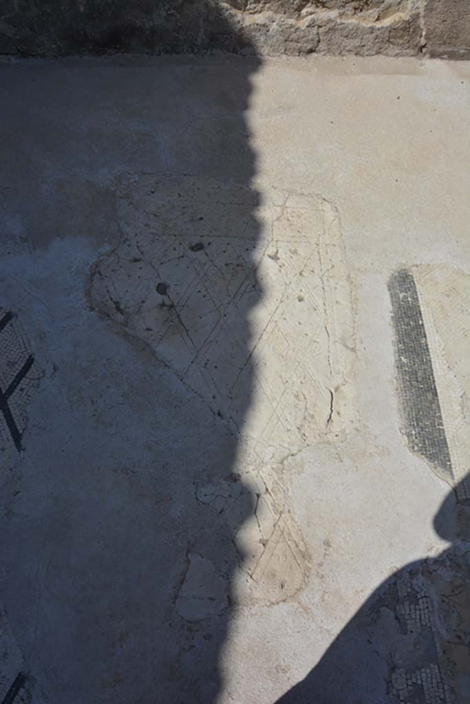 VI.10.7 Pompeii. September 2019. Detail from flooring (sinopia) in north-east corner.
Foto Annette Haug, ERC Grant 681269 DÉCOR.

