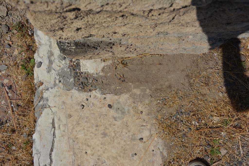 VI.12.5 Pompeii. 14th July 2017. Corridor 16, detail of threshold/sill on west side of south end.
Foto Annette Haug, ERC Grant 681269 DÉCOR.
