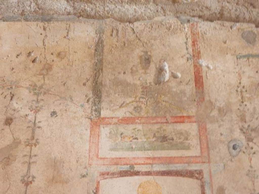 VI.15.1 Pompeii. May 2017. Painted panel of ducks from south end of east wall. 
Photo courtesy of Buzz Ferebee.
