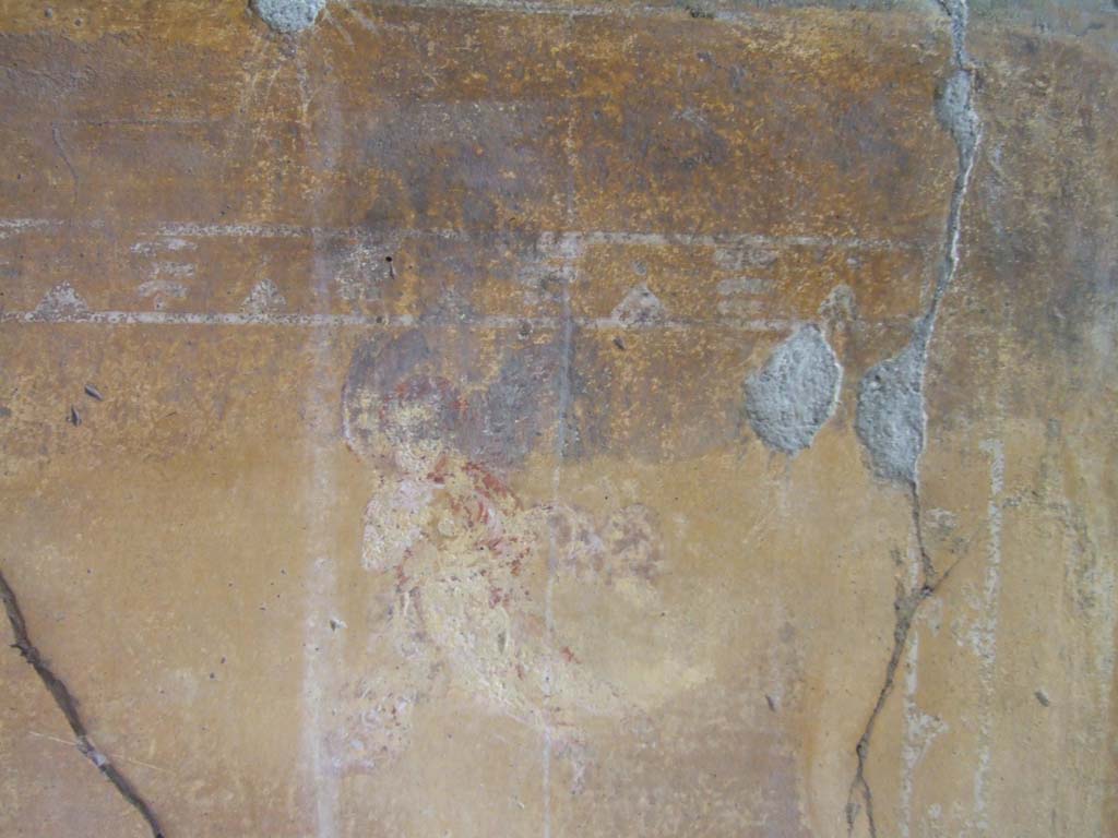 VI.16.7 Pompeii. May 2006. Room D, painting of floating figure on north wall at east end.