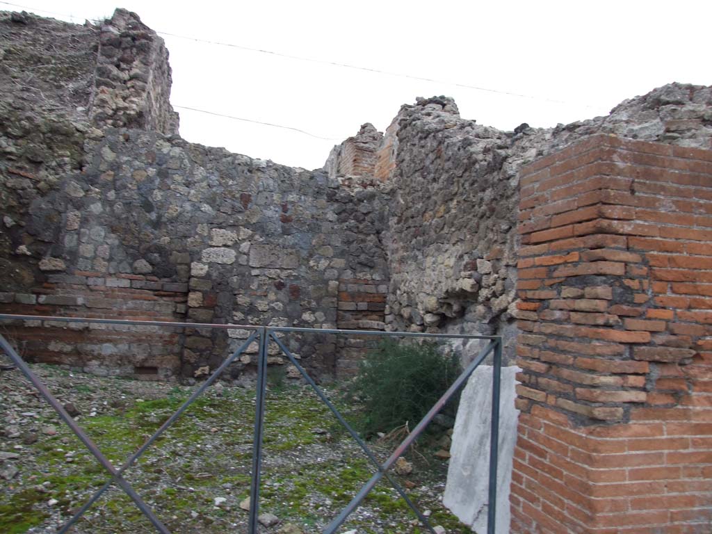 VI.17.38 Pompeii. December 2007. West wall, north-west corner and north wall.