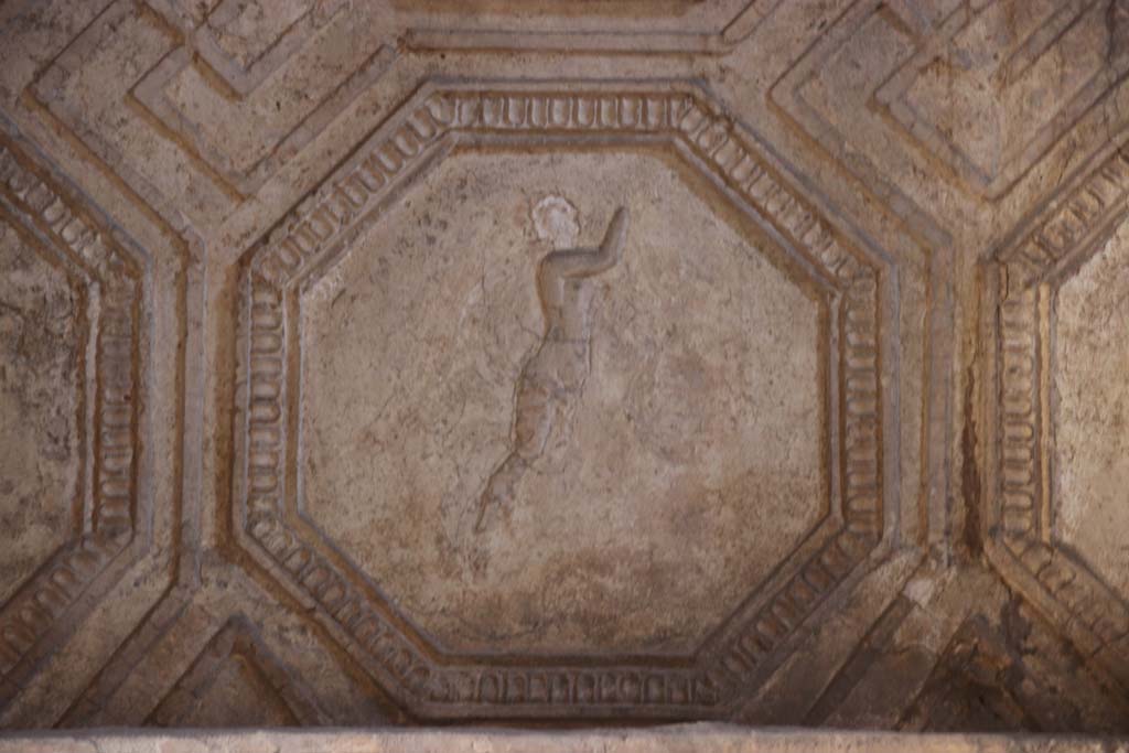VII.1.8 Pompeii. September 2017. South wall, west end, left side, detail of stucco plaster in men’s changing room 2. 
Photo courtesy of Klaus Heese.
