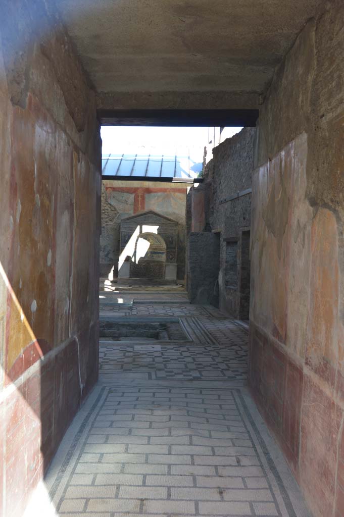 VII.2.45 Pompeii. October 2017. Looking north along entrance corridor with decorated walls. 
Foto Taylor Lauritsen, ERC Grant 681269 DÉCOR.
