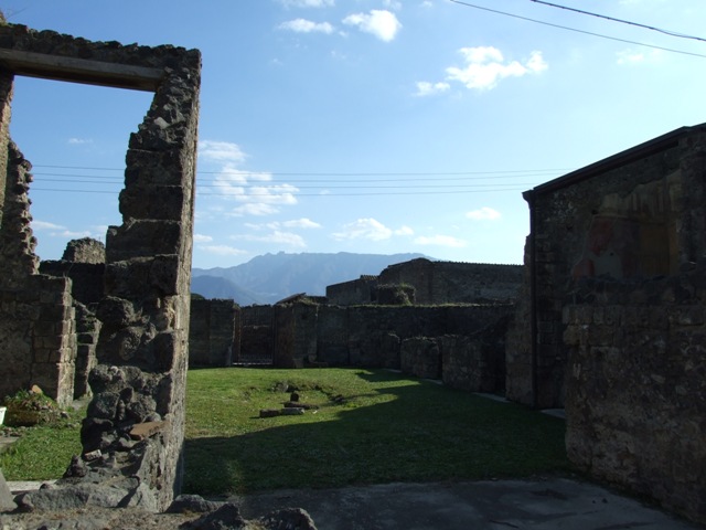 VII.4.31 Pompeii.  March 2009.  Room 12.  Oecus.  West wall.