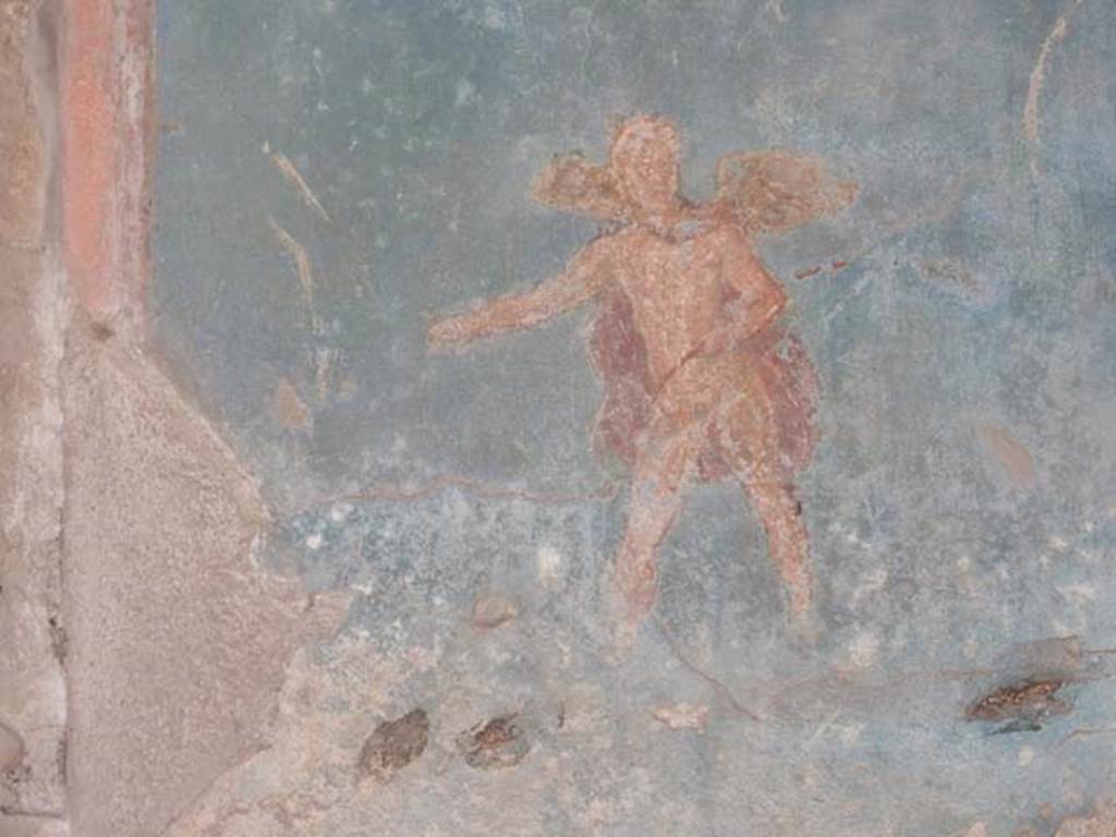 VII.4.48 Pompeii. May 2015. Room 11, detail from south wall in south-west corner.
Photo courtesy of Buzz Ferebee.

