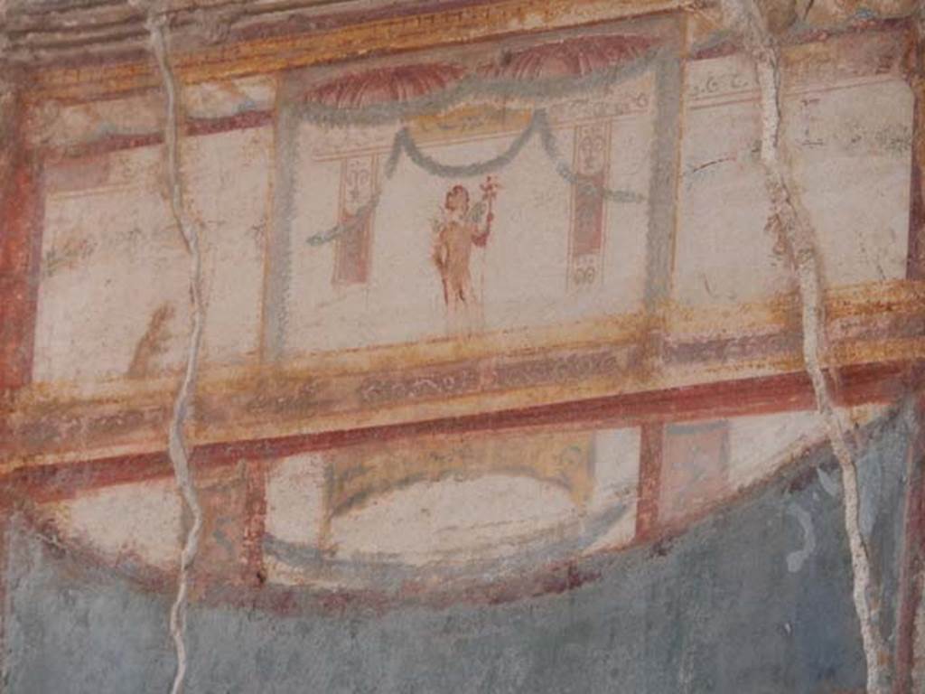 VII.4.48 Pompeii. May 2015. Room 11, upper west wall in south-west corner
Photo courtesy of Buzz Ferebee.
