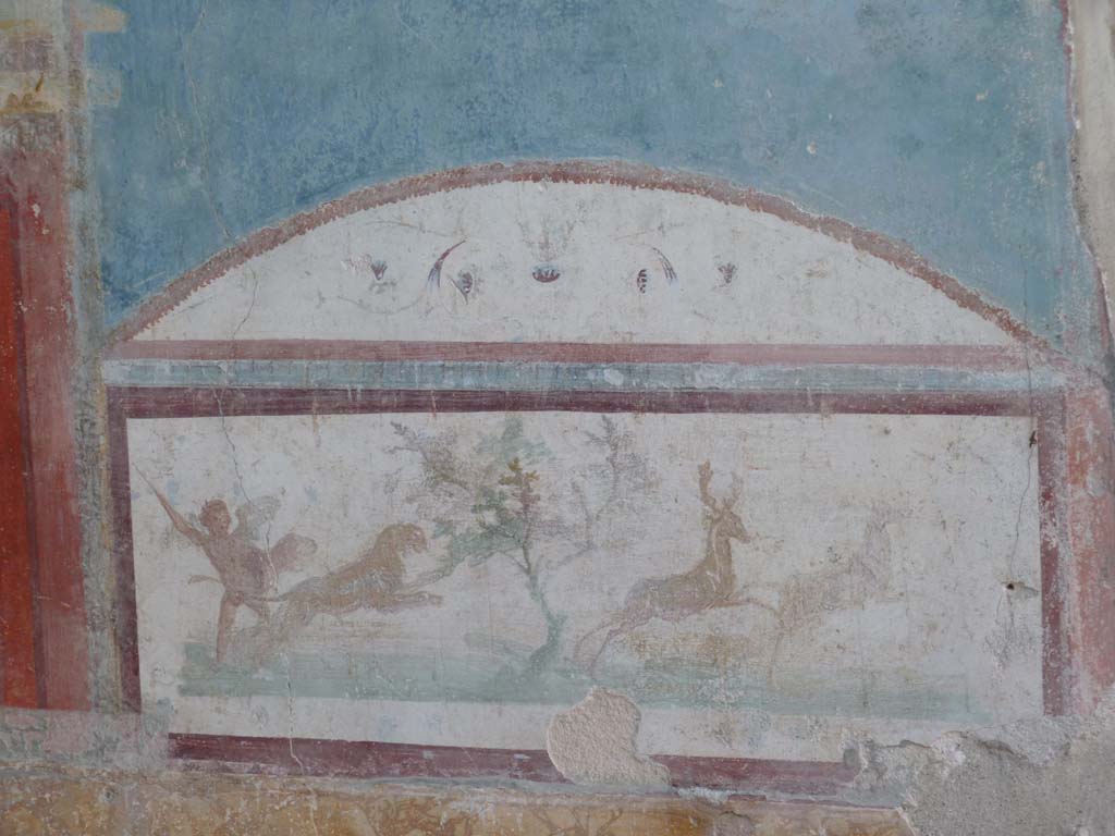 VII.4.48 Pompeii. October 2014. Room 11, detail from west wall of tablinum at north end.
Foto Annette Haug, ERC Grant 681269 DÉCOR.

