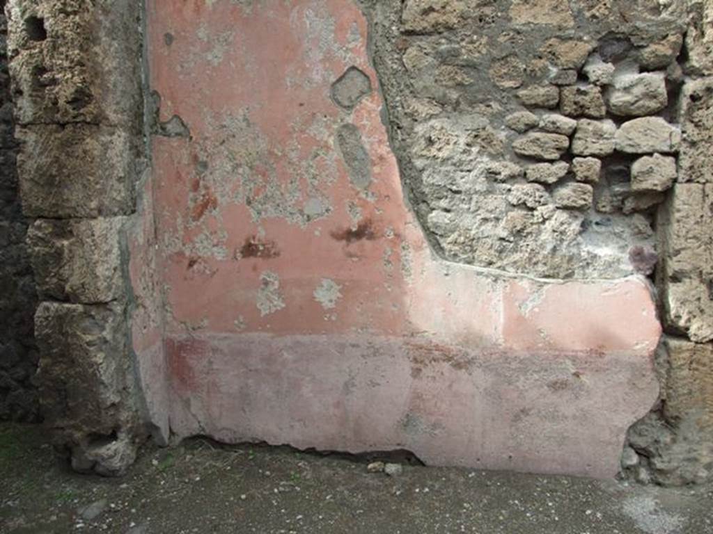 VII.4.48 Pompeii.  March 2009. Room 2. Atrium. North west corner and north wall, with remains of painted plaster.