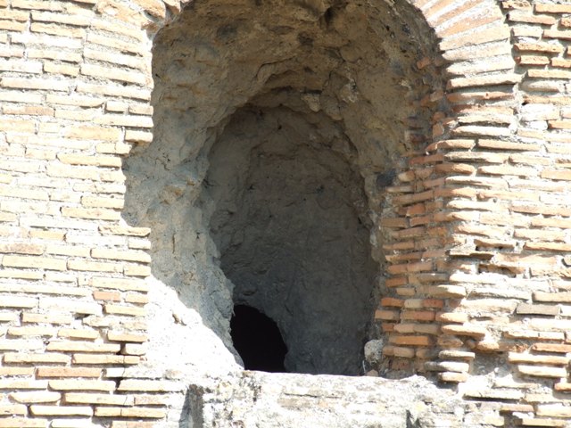 VII.5.8 Pompeii. March 2009.Side wall, with remains of water tower and niche.
