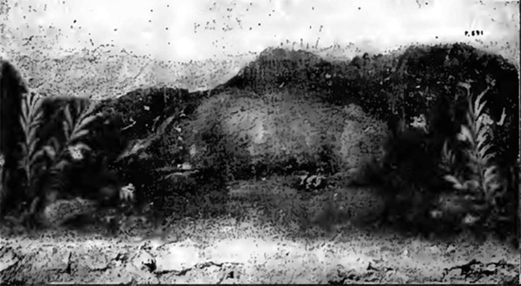 VII.6.11 Pompeii. 1910. Painting from masonry pluteus in room 68 showing a wild boar.
See Notizie degli Scavi di Antichit, 1910, p. 462, fig. 8.
