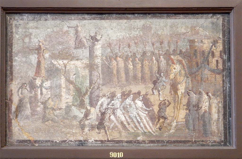 VII.6.38 Pompeii. Painting of The Siege of Troy.
Now in Naples Archaeological Museum, inventory number 9010.
