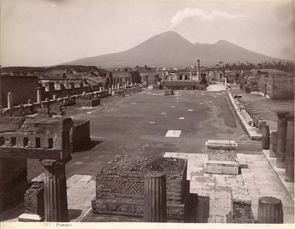 VII.8 Pompeii Forum. Old photograph by G Sommer. Looking north along the east side. Photo courtesy of Rick Bauer.