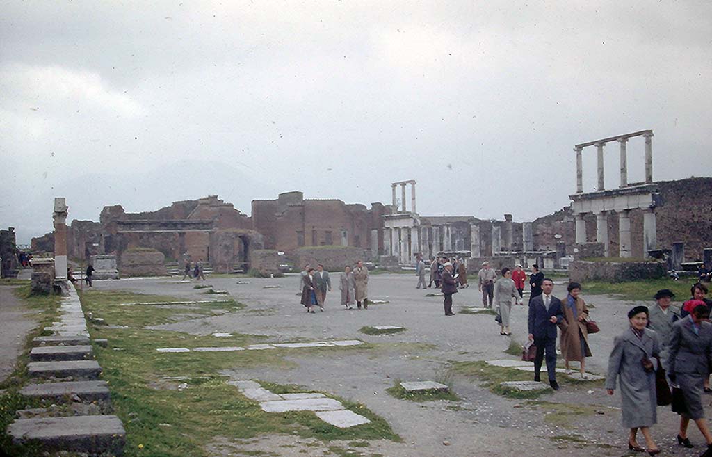 VII.8 Pompeii. May 1953. Looking south-west across Forum. Photo courtesy of Rick Bauer.